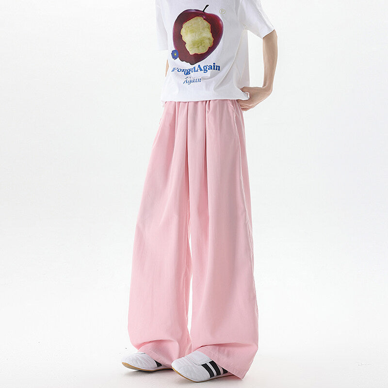 Basamine Ice Silk Drooping Curtain Lazy Men's Summer Mopping Wide-leg Casual Pants