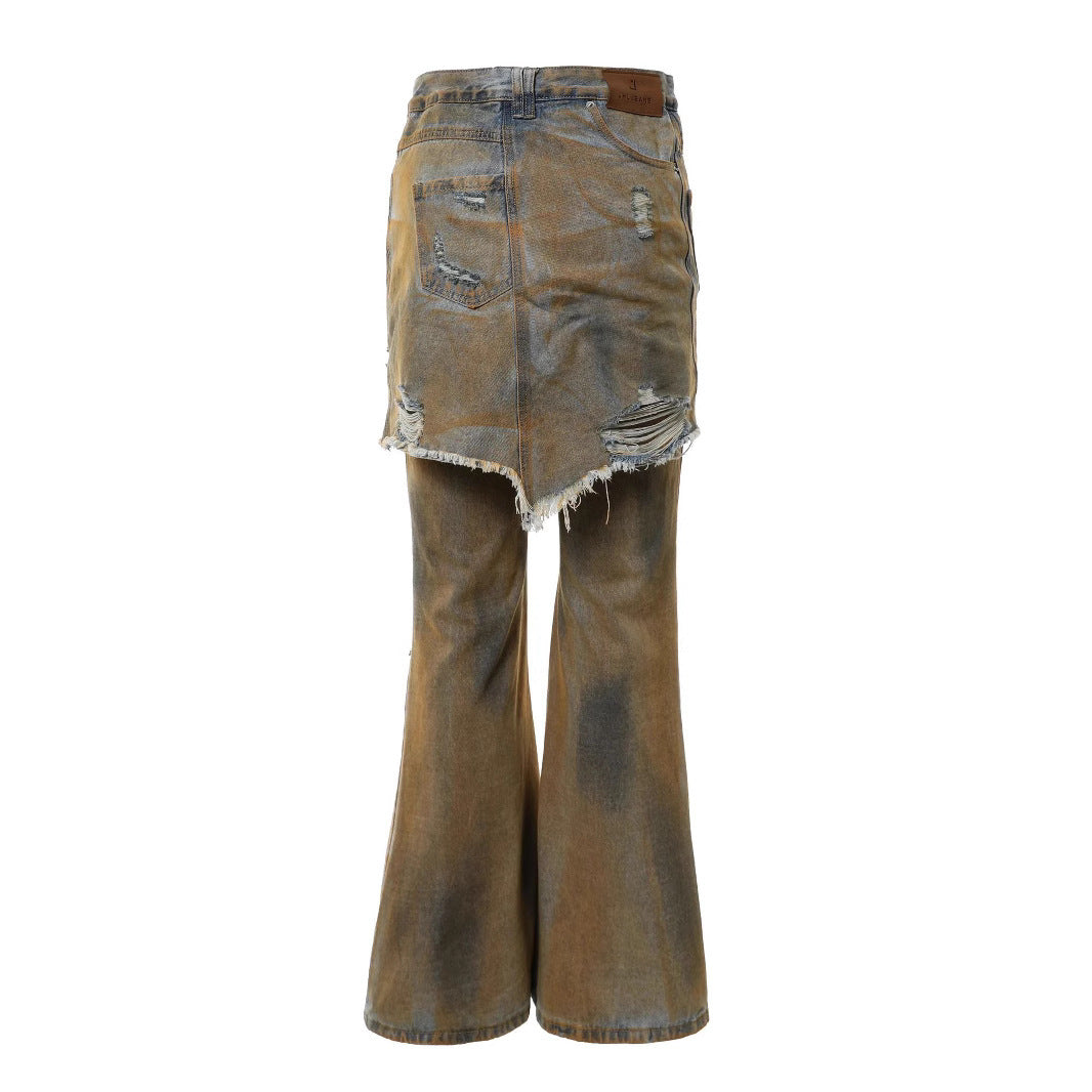 American Street Loose Hole Bootcut Pants