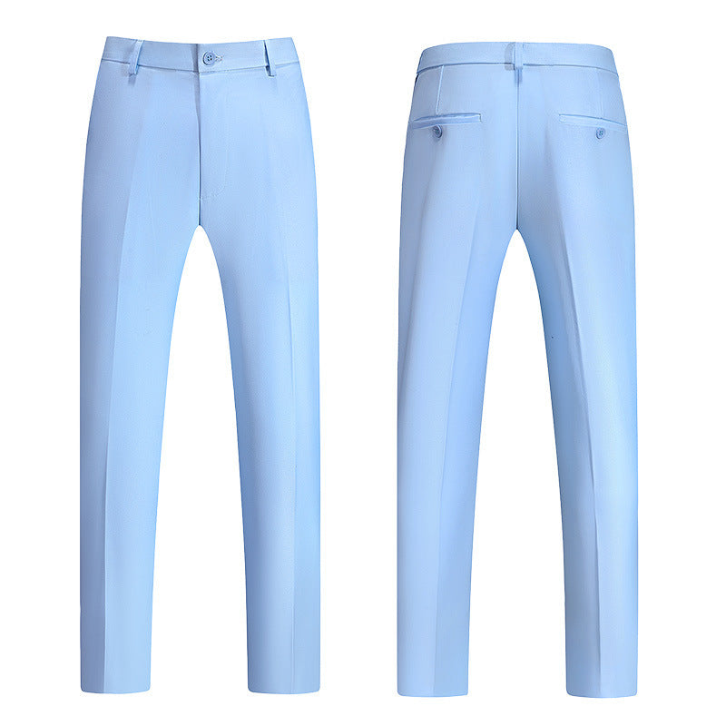 New Boys Straight Solid Color Business Wear Draping Effect Casual Suit Pants