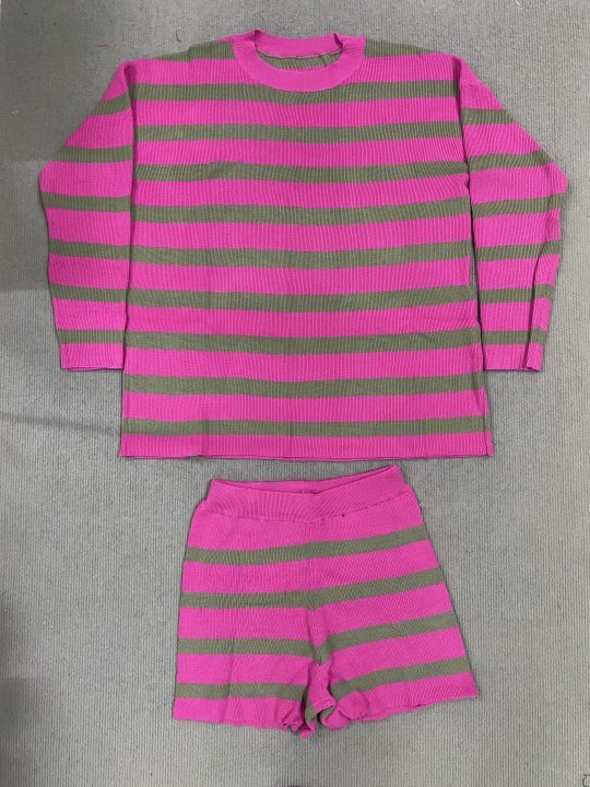 2-piece Striped Long Sleeved Sweater Set
