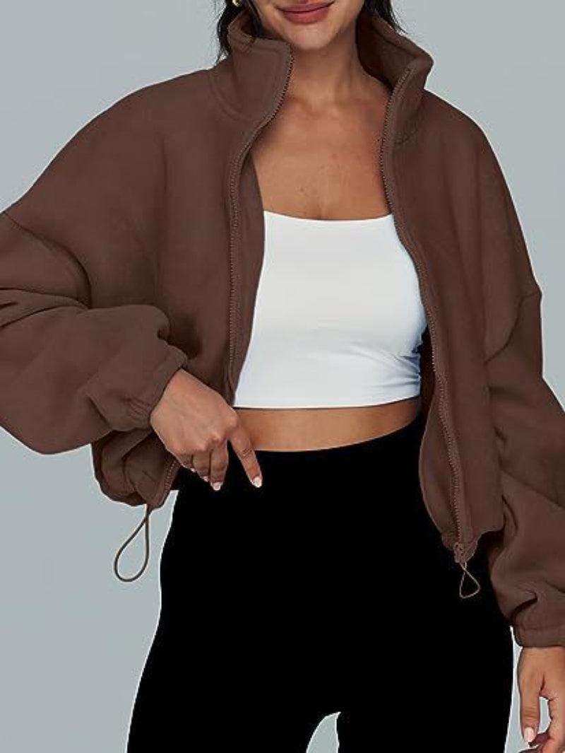 Stand Collar Fleece Zipper Sports Jacket