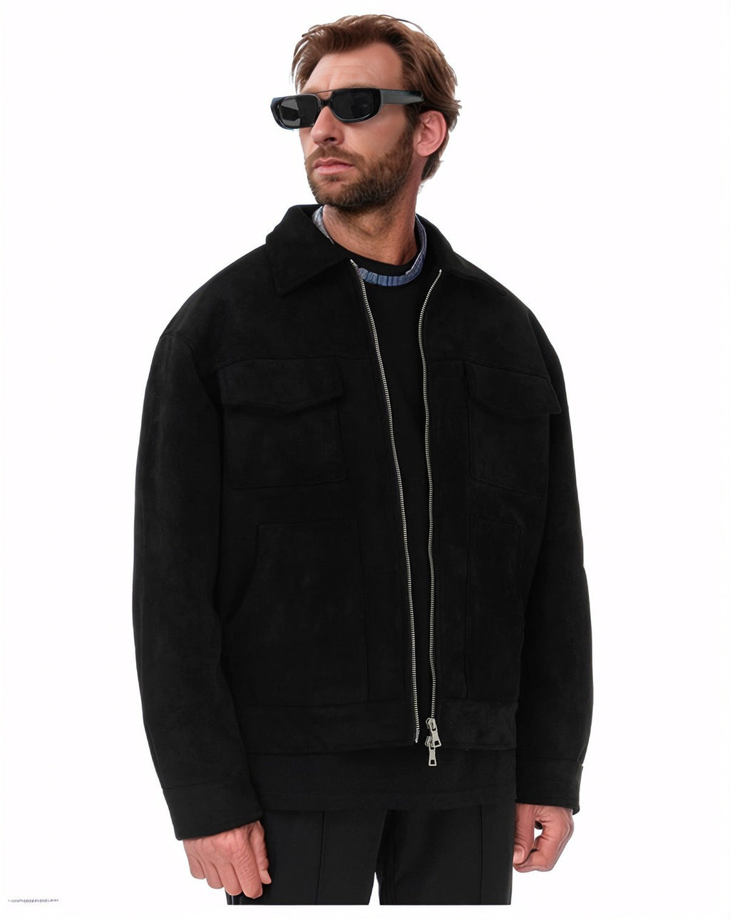 Fashion Men's Fur Zipper Big Pocket Jacket Coat