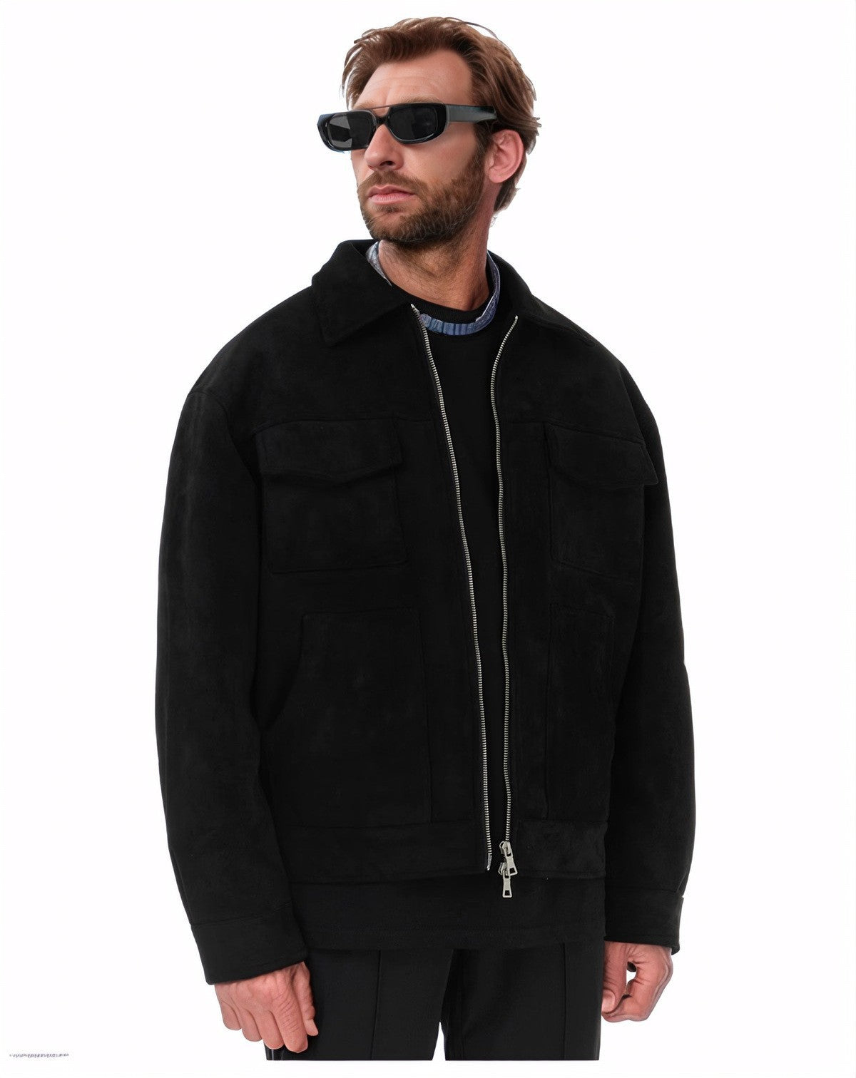 Fashion Men's Fur Zipper Big Pocket Jacket Coat