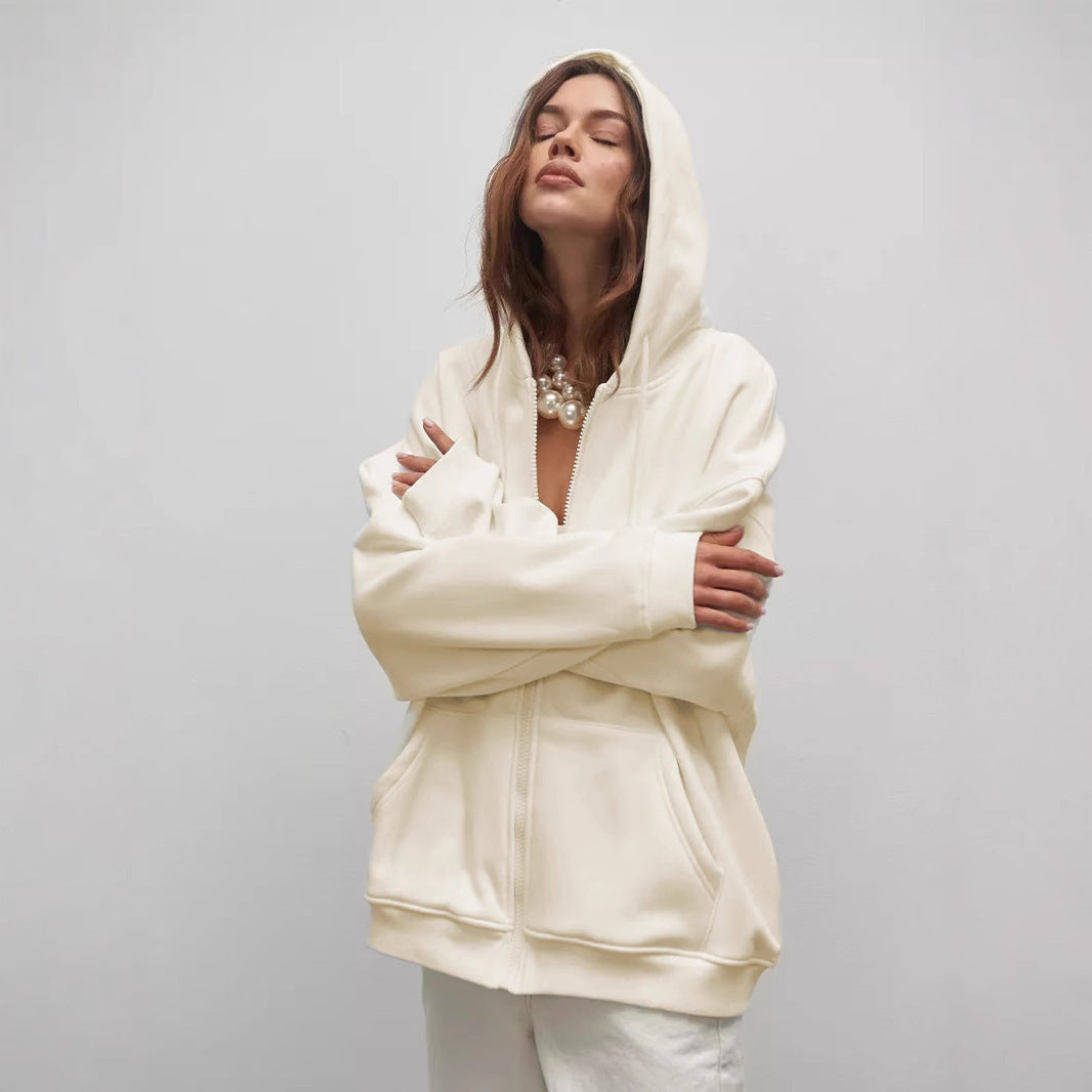 Plus Size Hooded Loose And Idle Fleece Padded Coat