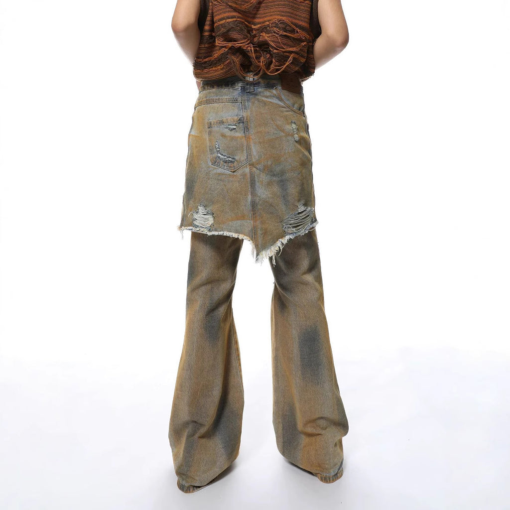 American Street Loose Hole Bootcut Pants