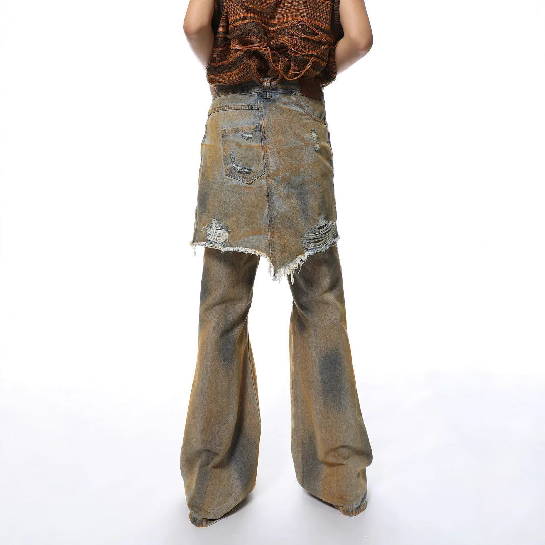 American Street Loose Hole Bootcut Pants