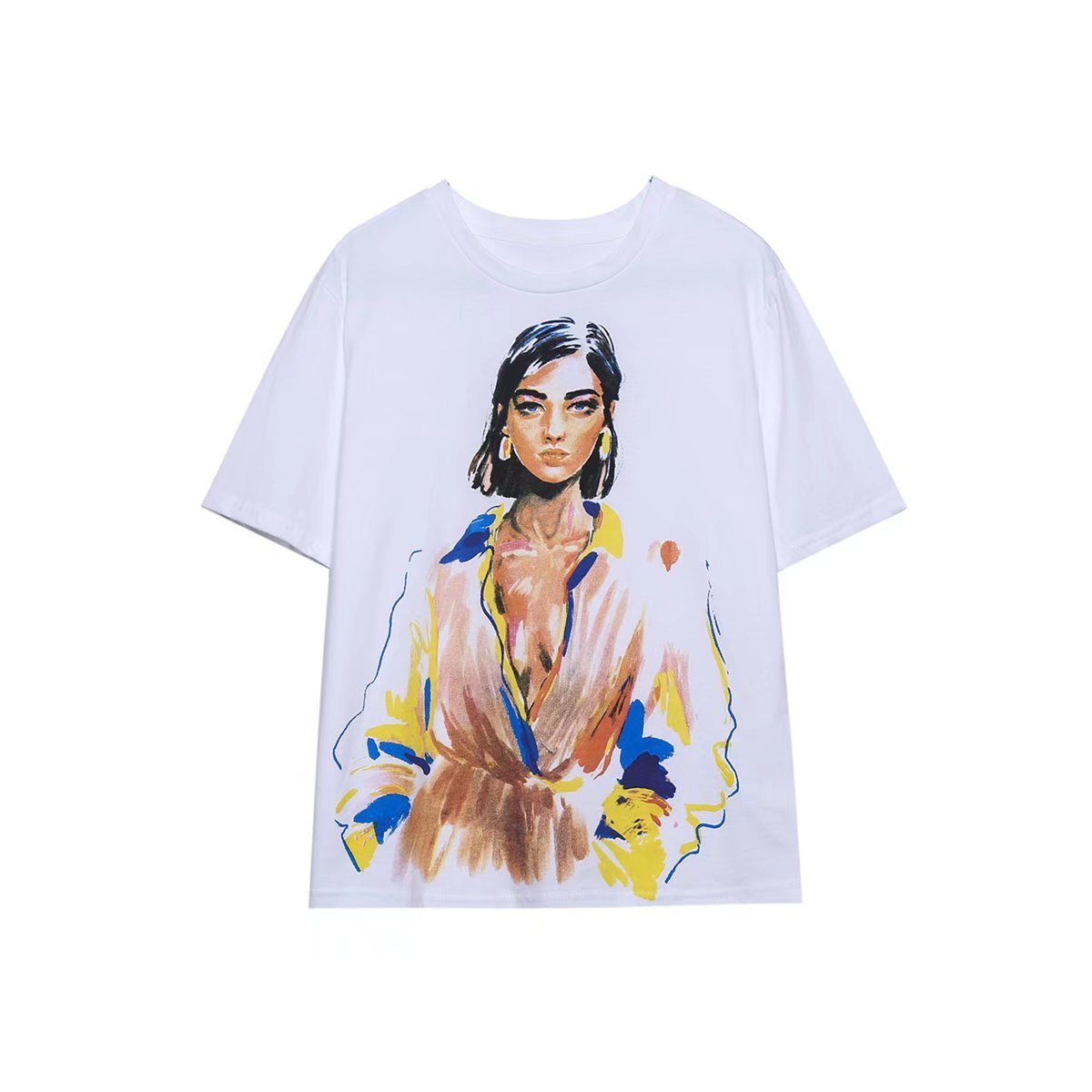 Fashion Short-sleeved Printed T-shirt For Women