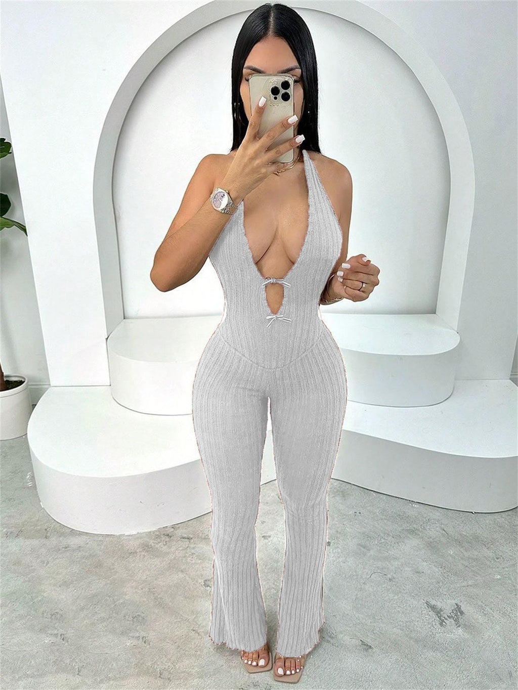 Halter Slim Fit Lace-up Backless Sexy Hot Girl Jumpsuit Women