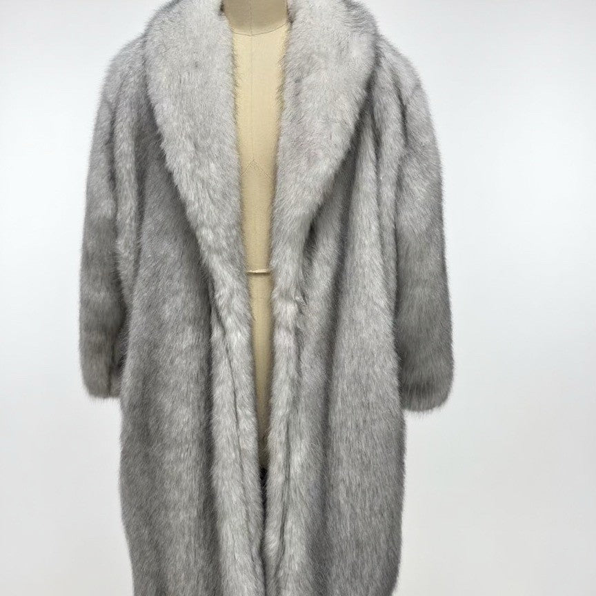Extended Green Collar Fashion Fox Fur Fur Coat