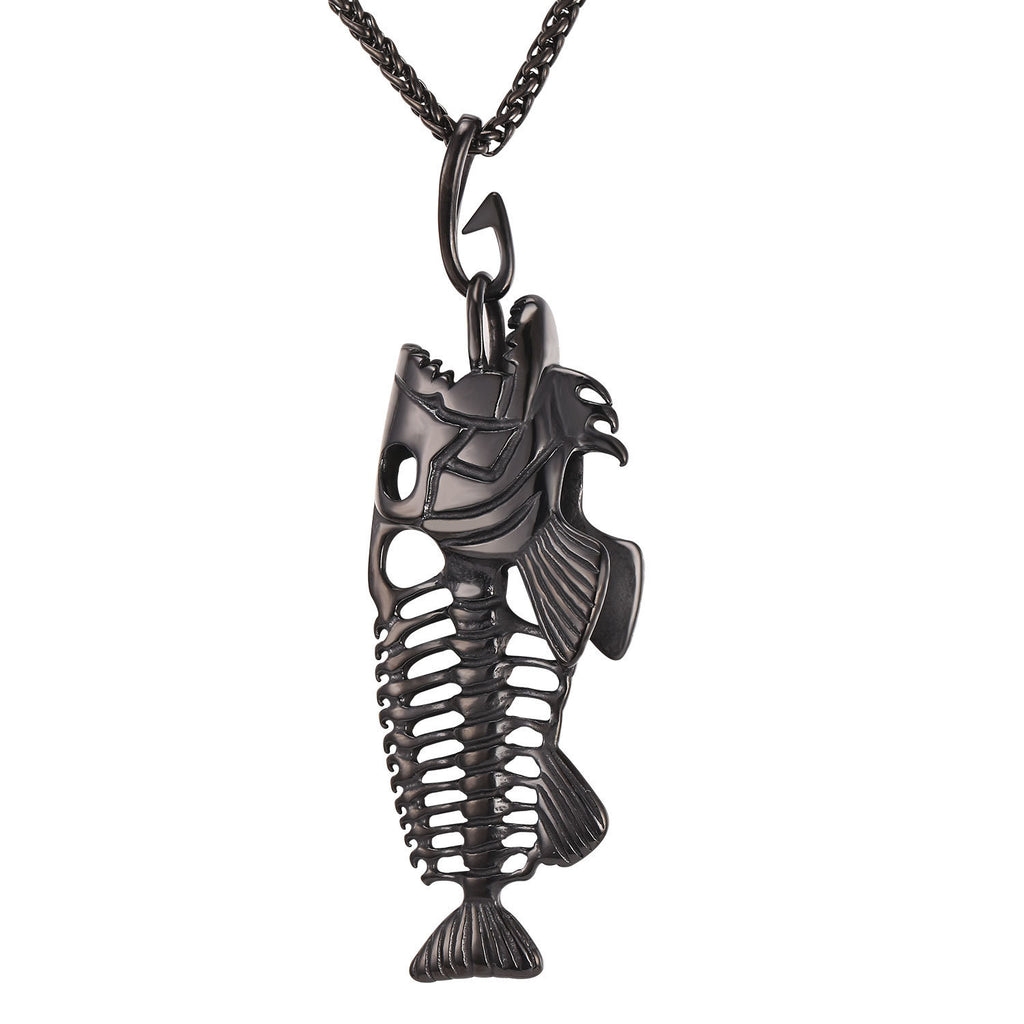 Fish bone necklace titanium steel jewelry necklace