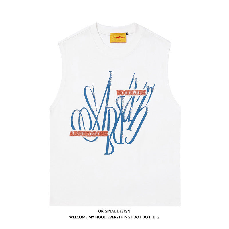 Original American Retro Crayon Graffiti Printing Vest For Men