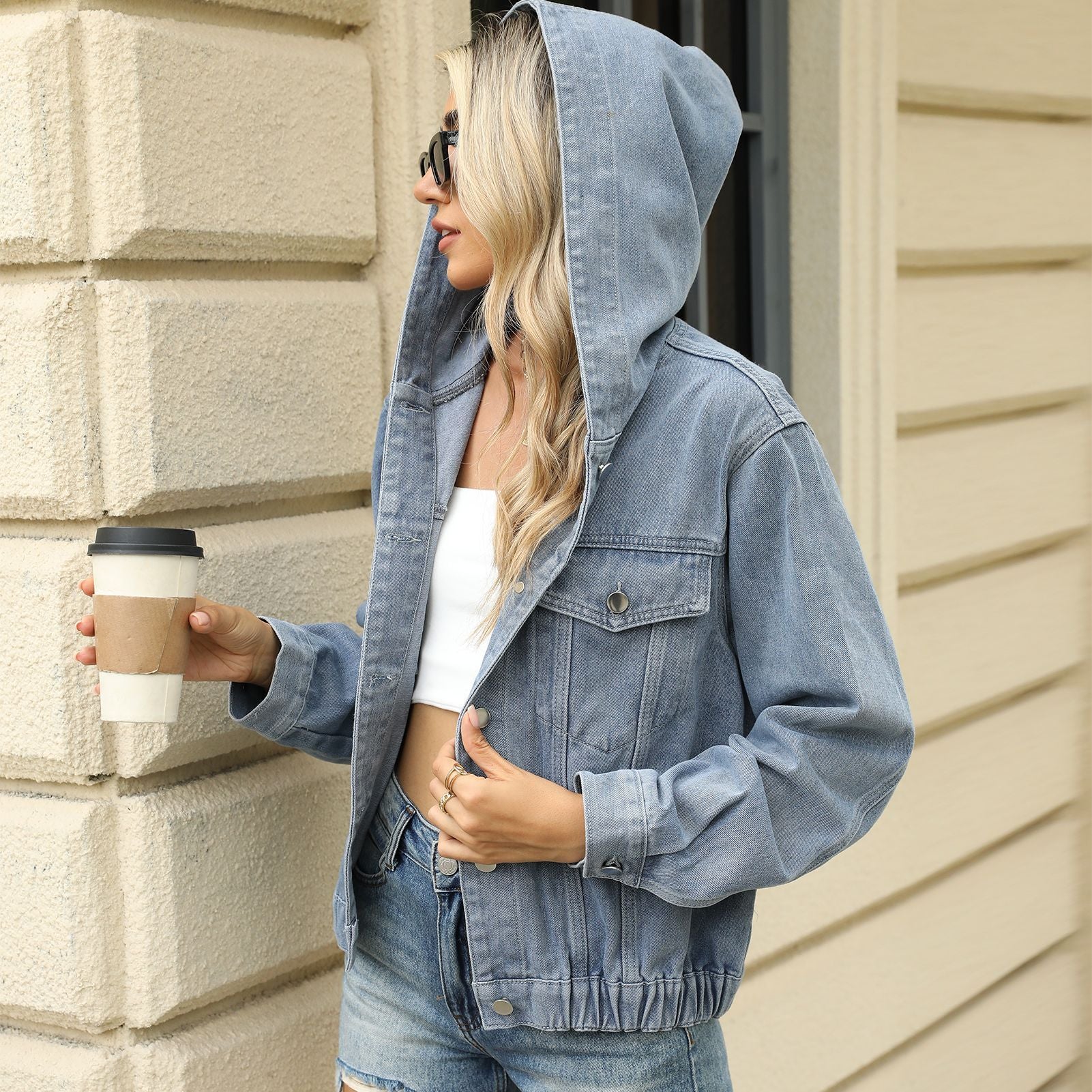 Cross-border Foreign Trade European And American Women's Spring And Summer Clothing Amazon AliExpress New Washed Hooded Denim Jacket Coat Top