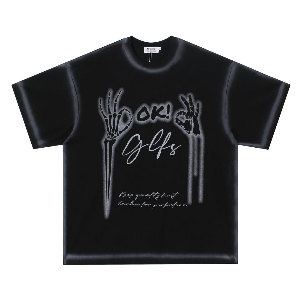 Heavy Short Sleeve T-shirt Men And Women Street Loose Couple Short T Half Sleeve Top