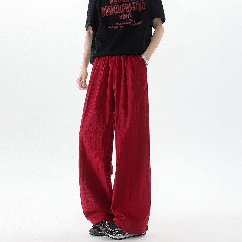 Basamine Ice Silk Drooping Curtain Lazy Men's Summer Mopping Wide-leg Casual Pants