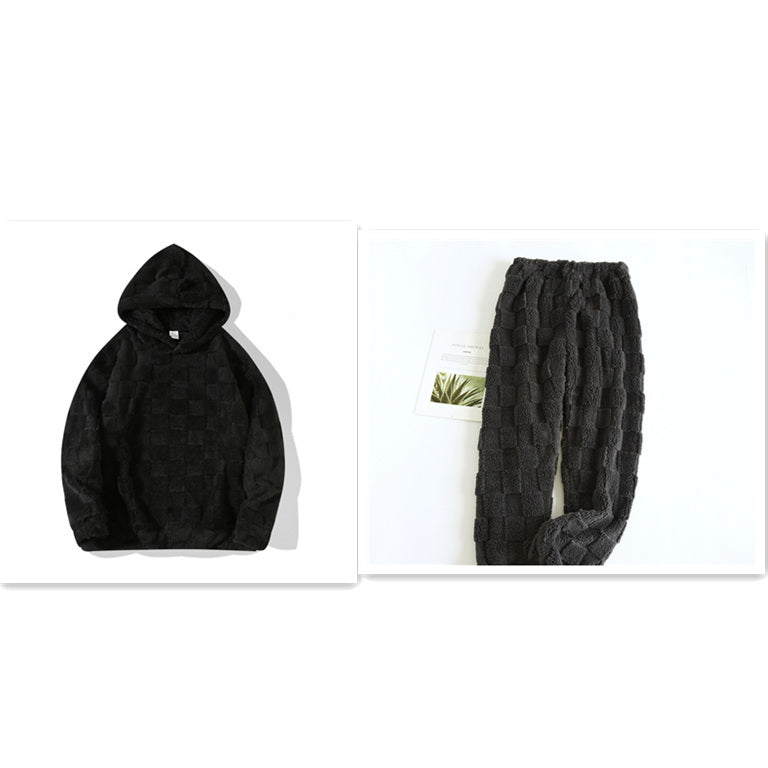 European Size Large Plaid Hooded Loose Sweater
