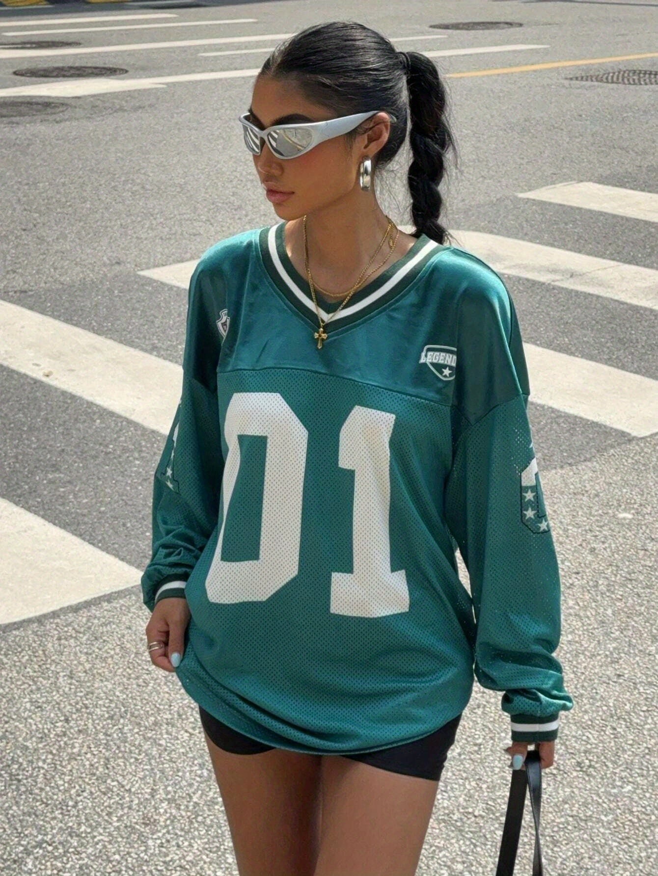 Women's Number And Letter Printed Football T-shirt