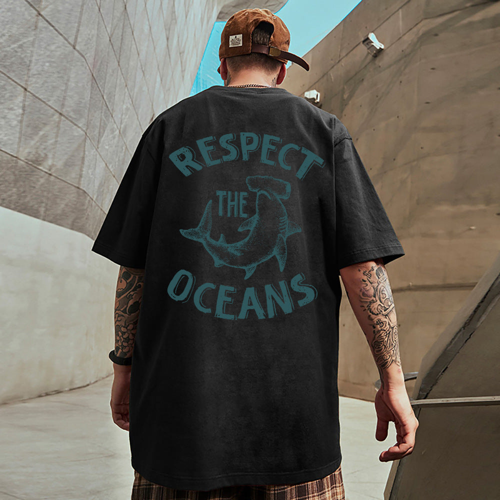 European Size Pure Cotton Respect Marine Printing Men