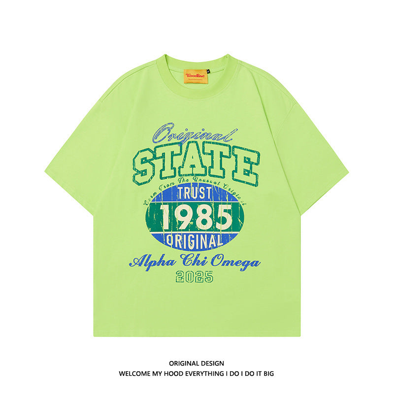 Street Mottled Letter Print Short-sleeve T-shirt Summer