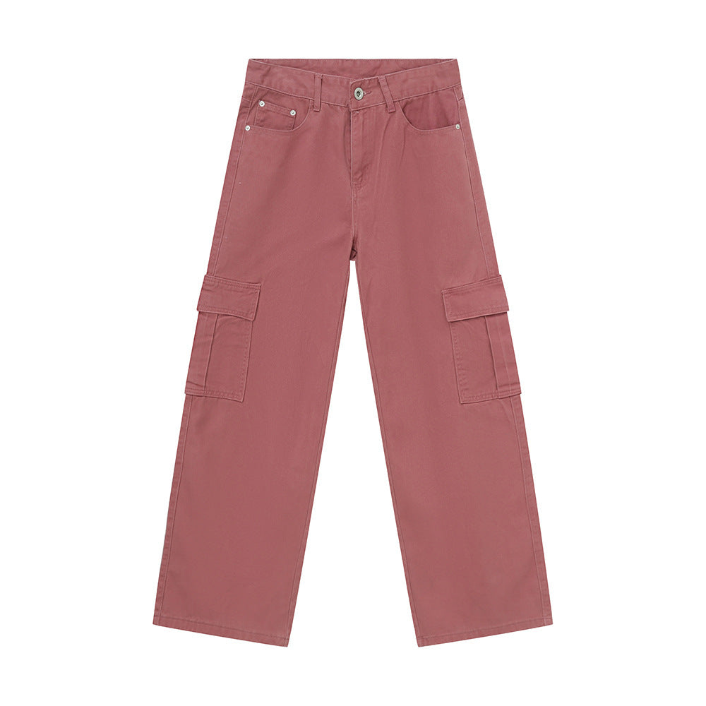 Men's Solid Color Basic Loose Casual Straight-leg Denim Trousers