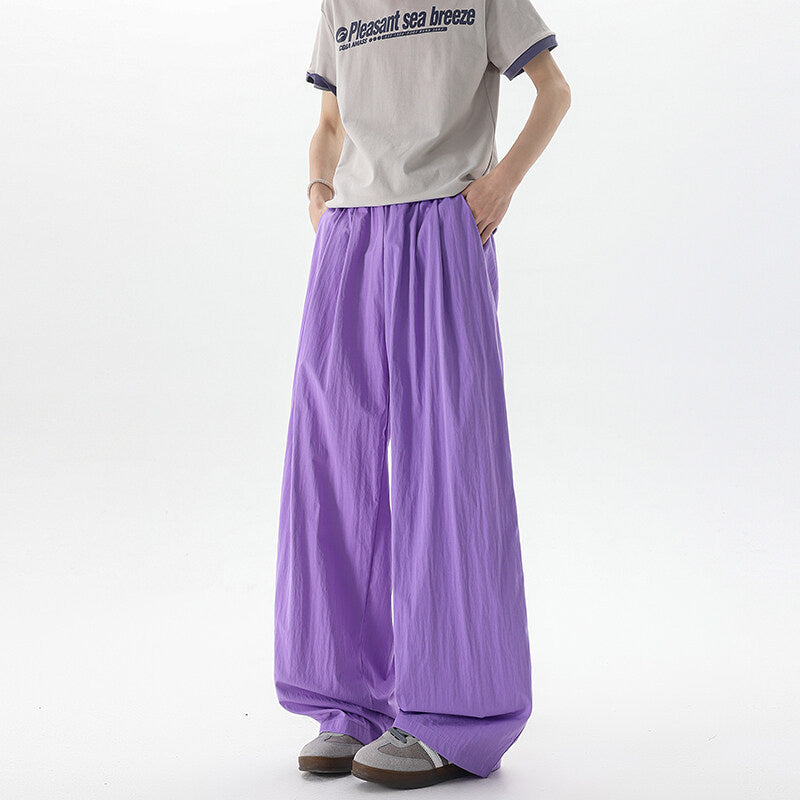 Basamine Ice Silk Drooping Curtain Lazy Men's Summer Mopping Wide-leg Casual Pants