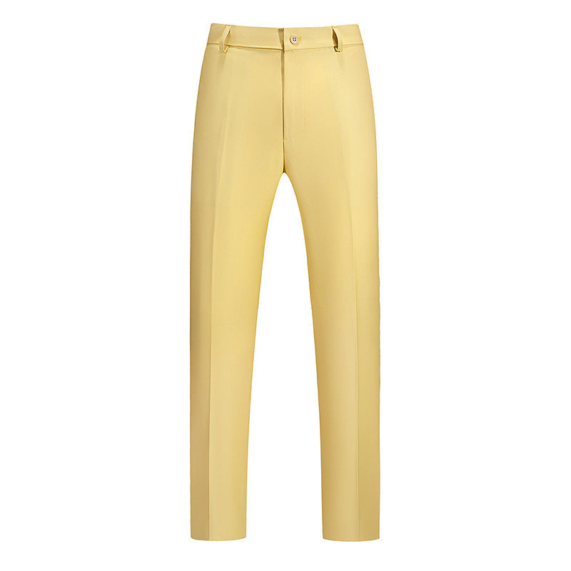 New Boys Straight Solid Color Business Wear Draping Effect Casual Suit Pants