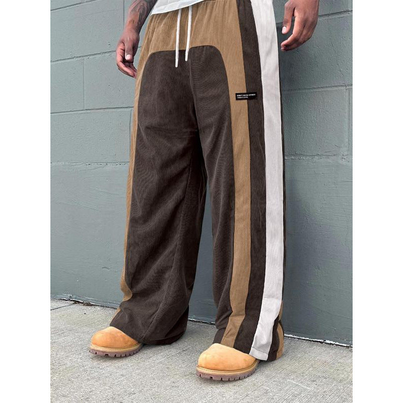 Men's Contrast Color Letter Patch Smart Trousers