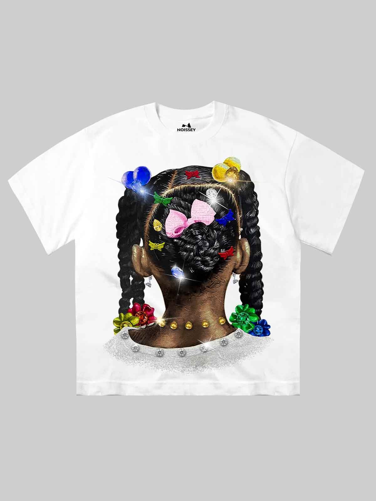 Street Vacation Style Hip Hop Pick-up Printed Loose T-shirt