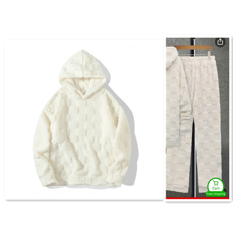 European Size Large Plaid Hooded Loose Sweater