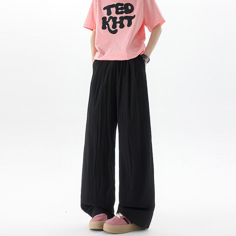 Basamine Ice Silk Drooping Curtain Lazy Men's Summer Mopping Wide-leg Casual Pants