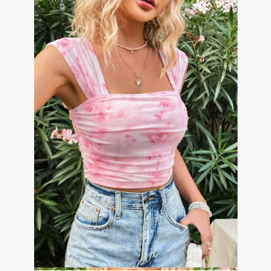 Sexy Print Bandeau Sling Fashion Hot Girl Top