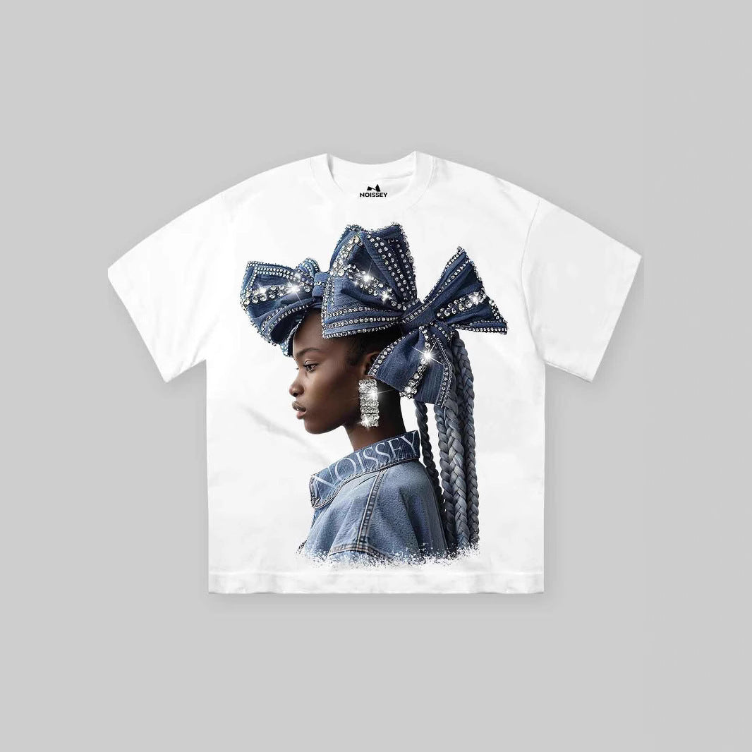 Street Vacation Style Hip Hop Pick-up Printed Loose T-shirt