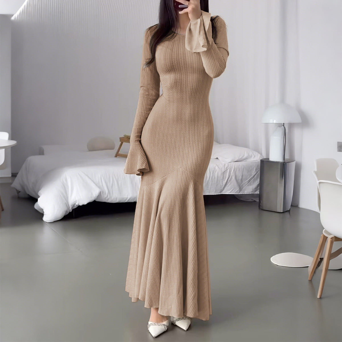 Slim Fit Sweater Long Skirt Dress Women