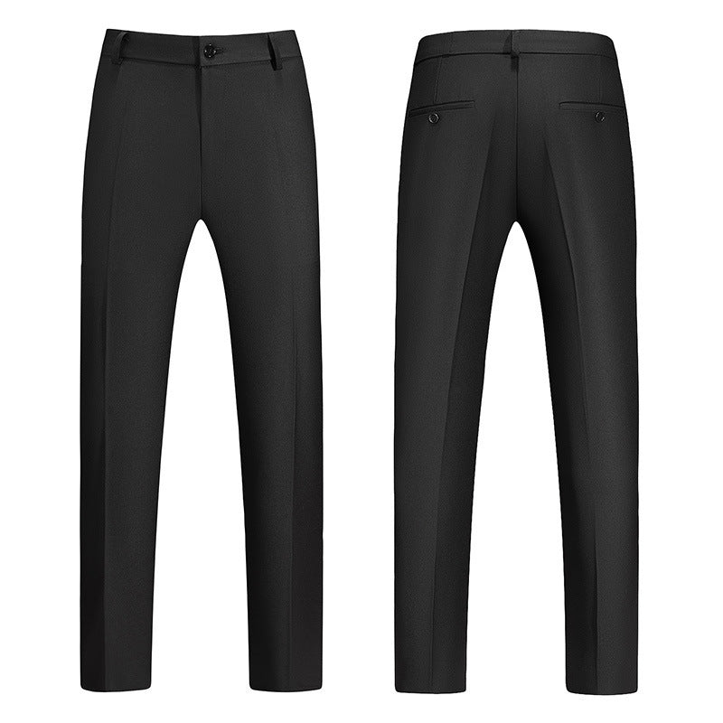 New Boys Straight Solid Color Business Wear Draping Effect Casual Suit Pants