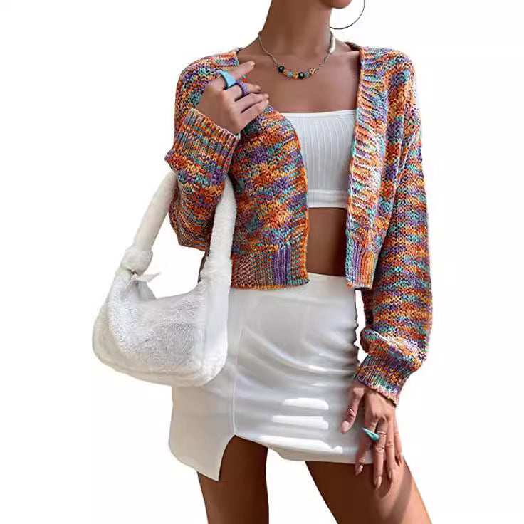 Women's Retro Colorized Sweater Casual Jacket