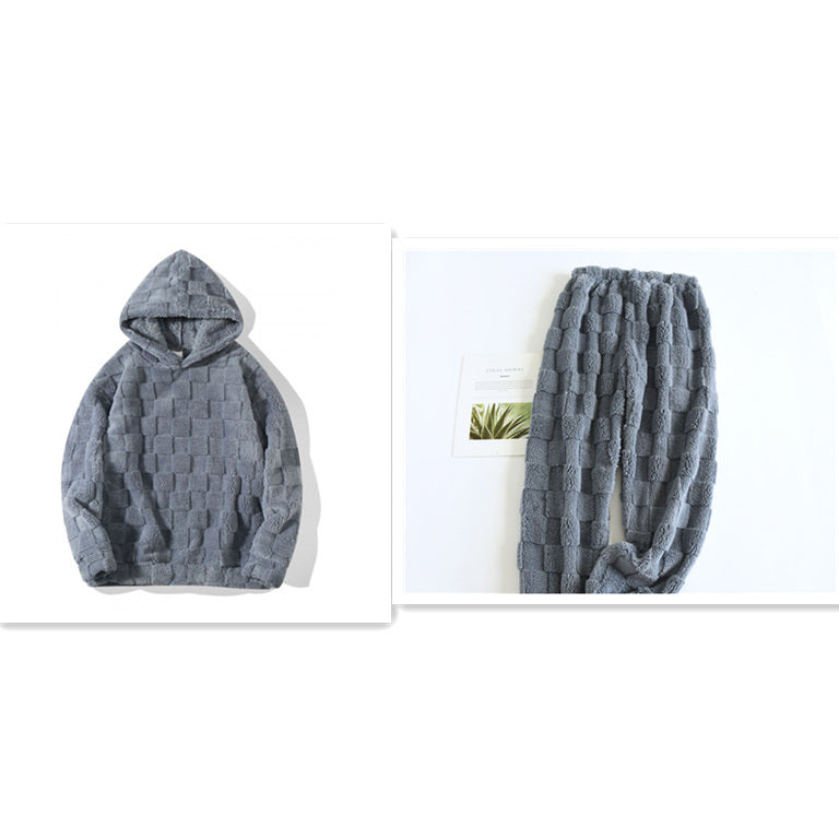 European Size Large Plaid Hooded Loose Sweater