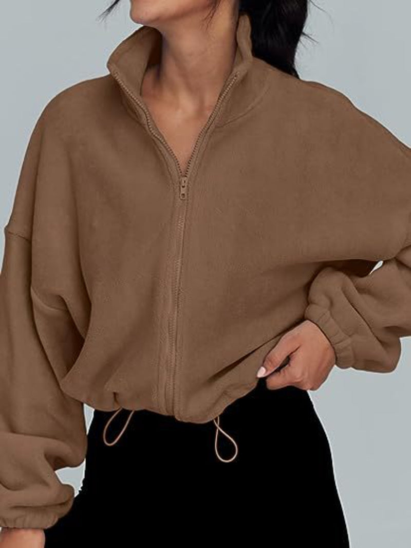 Stand Collar Fleece Zipper Sports Jacket
