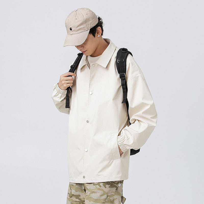 Couple Plus Size Polo Collar Jacket Loose And Simple