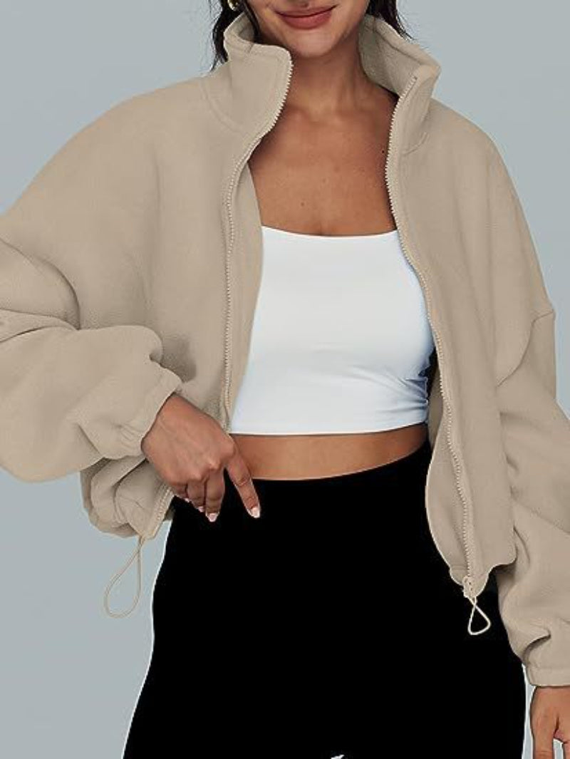 Stand Collar Fleece Zipper Sports Jacket