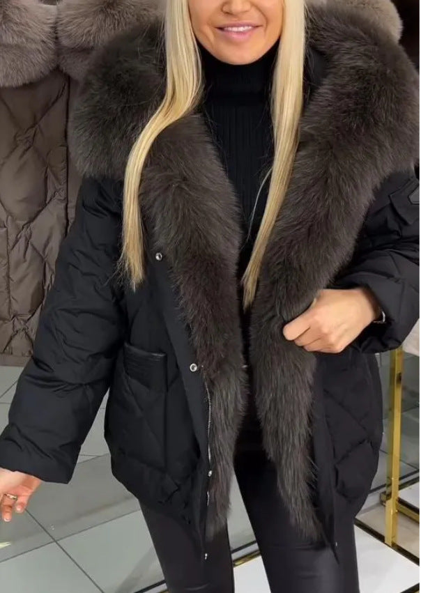 Fashion Women's Wear Mid-length Hooded Cotton Jacket