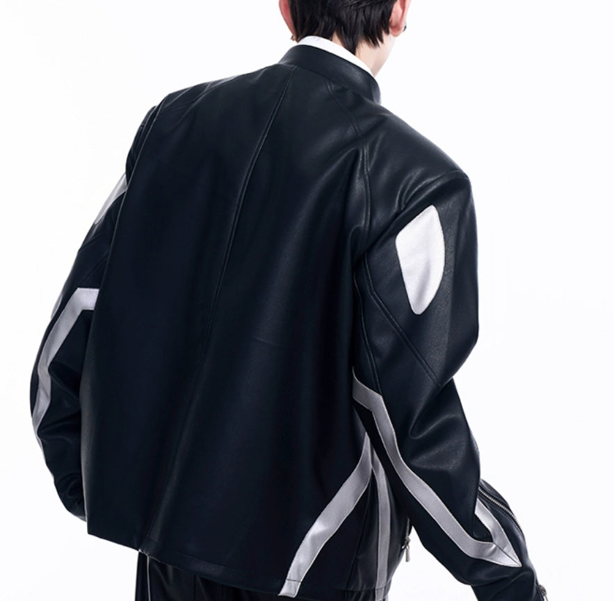 Oblique Placket Motorcycle Jacket