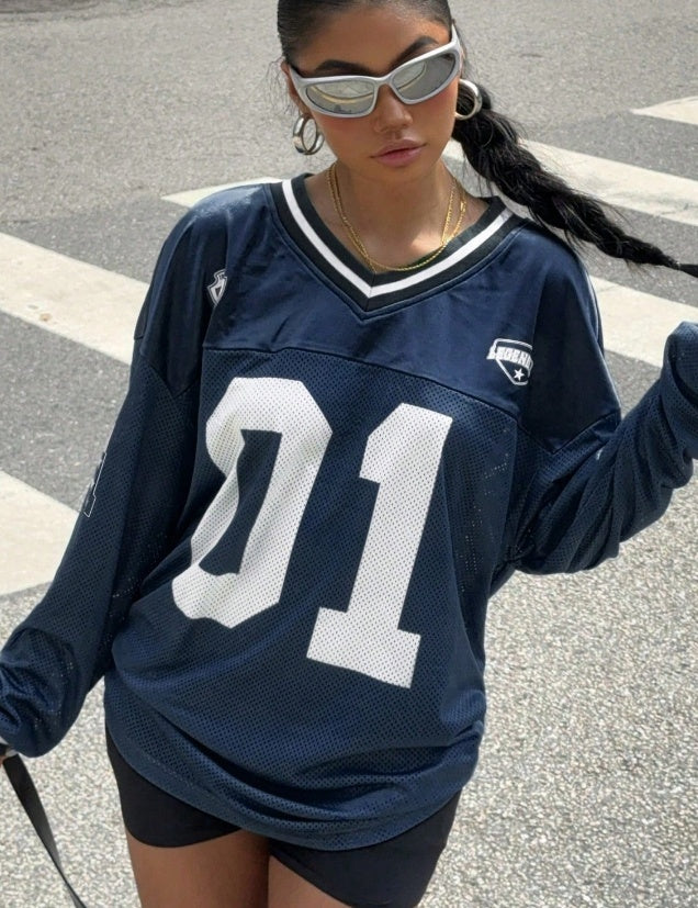 Women's Number And Letter Printed Football T-shirt