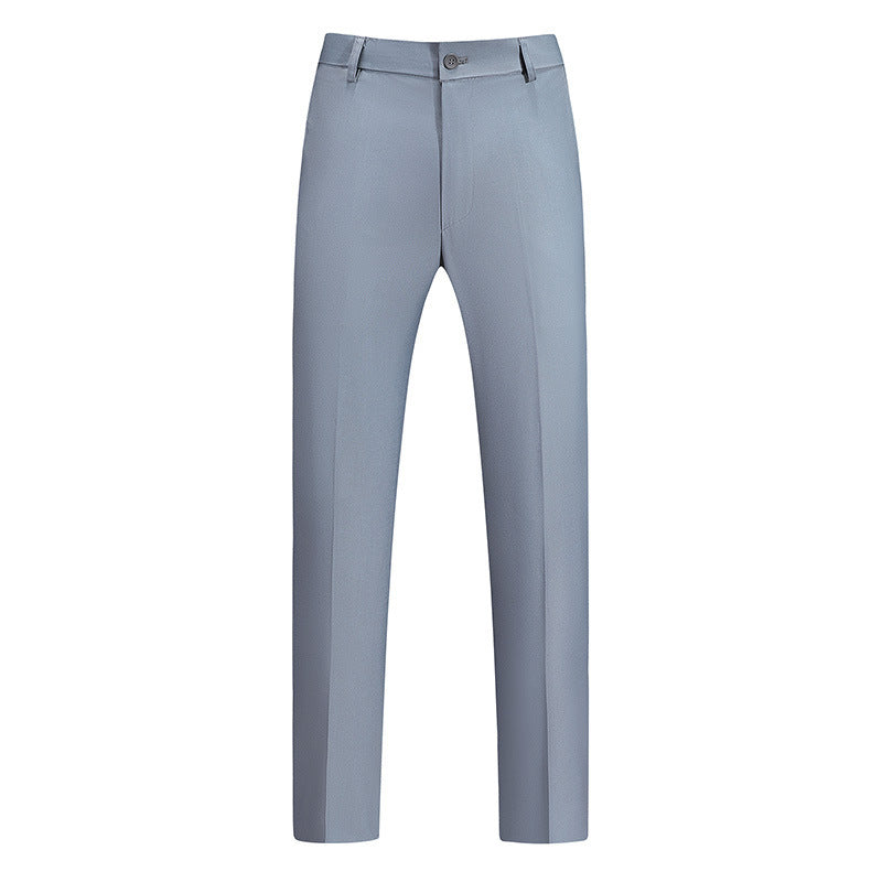 New Boys Straight Solid Color Business Wear Draping Effect Casual Suit Pants