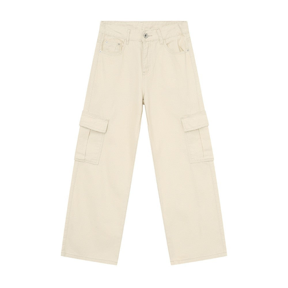 Men's Solid Color Basic Loose Casual Straight-leg Denim Trousers