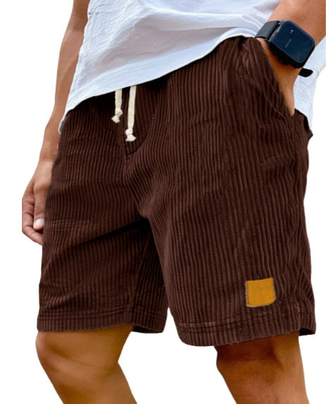 Vintage Embroidered Corduroy Fashion Lace-up Casual Shorts