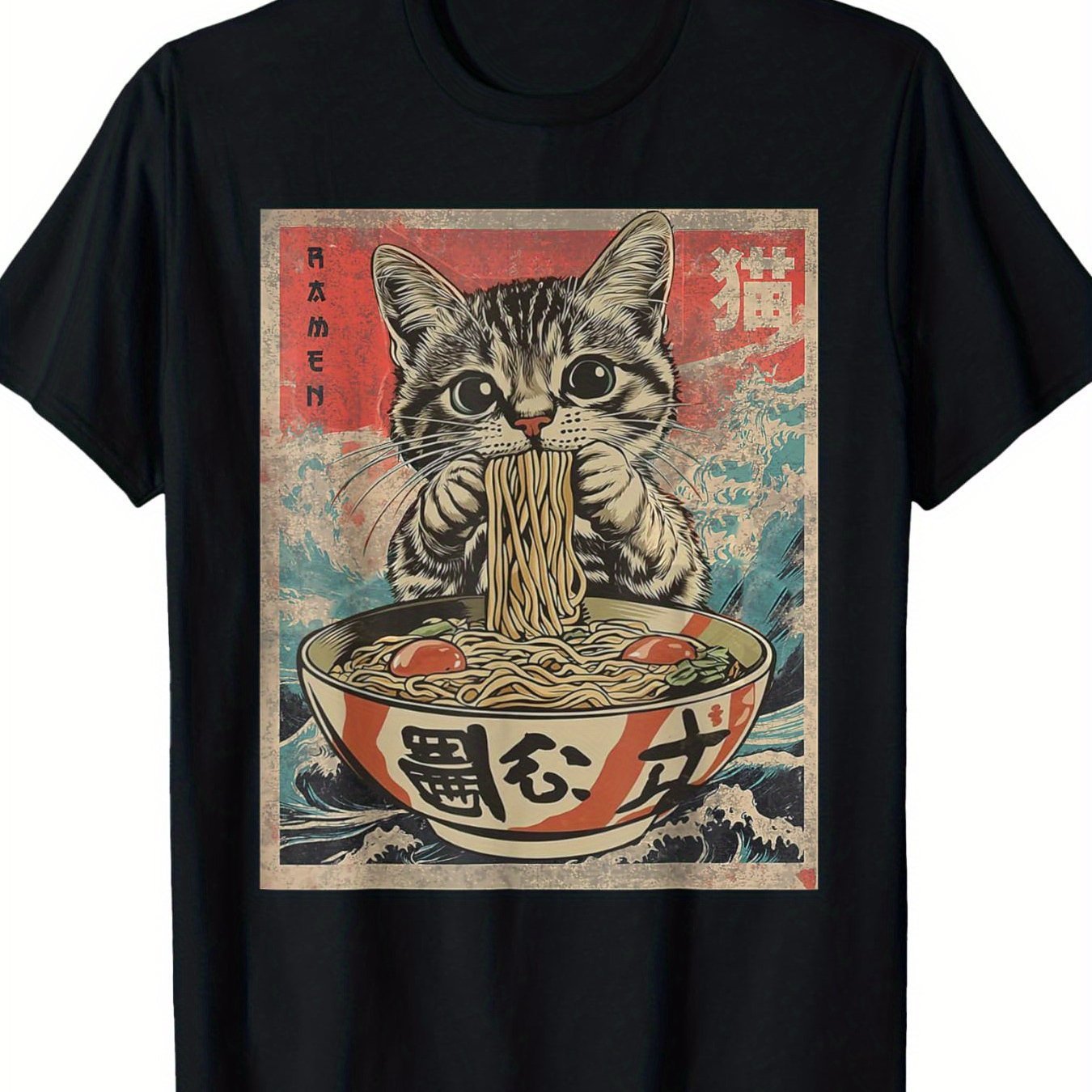 Cat Ramen Anime T Shirt For Men