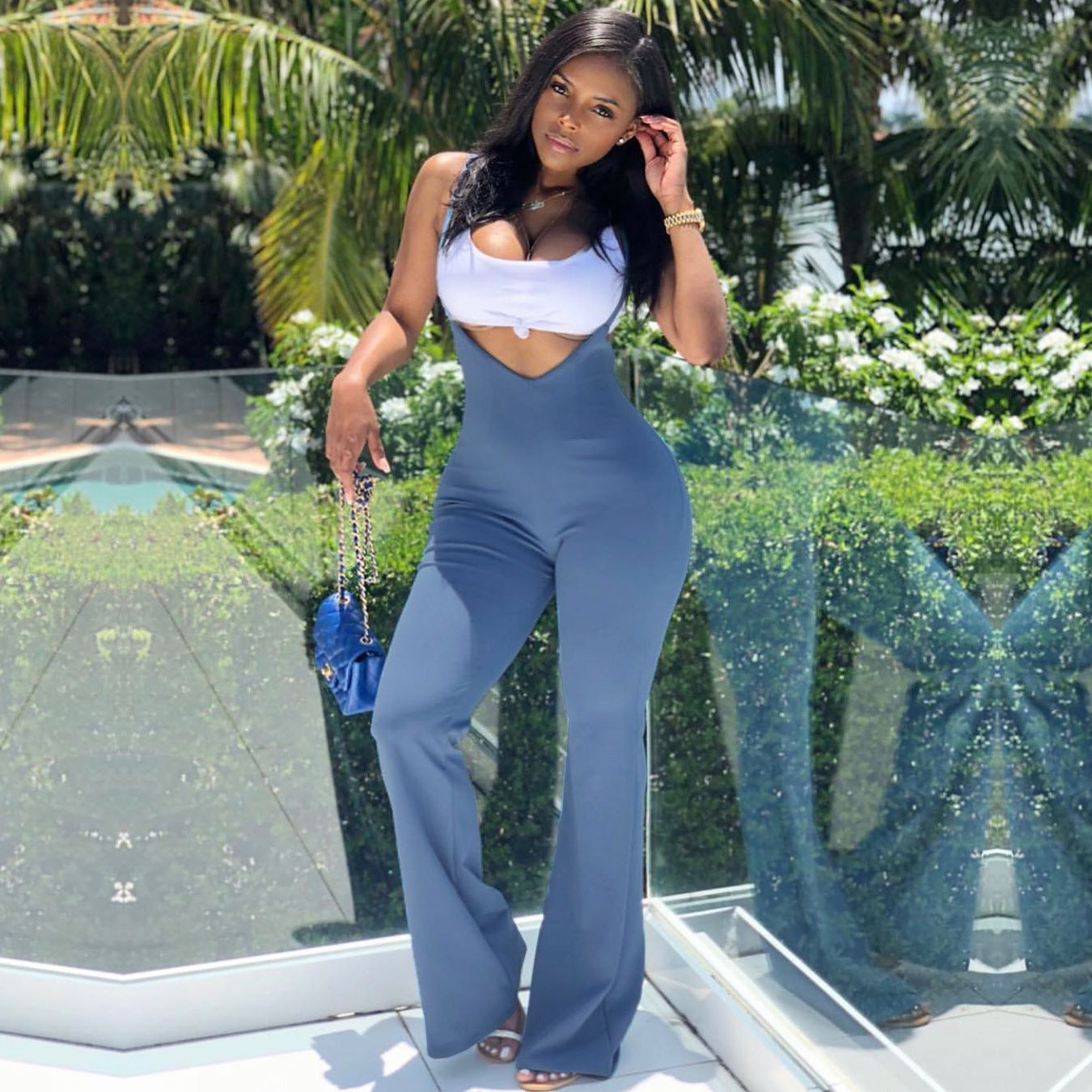 Women's Wear Slim-fit Casual Suspender Jumpsuit