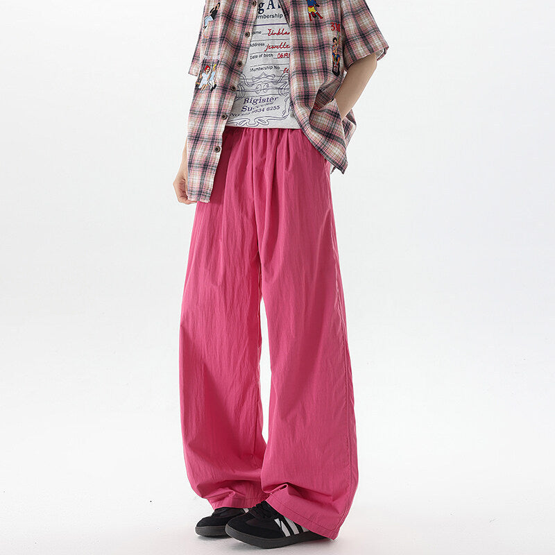 Basamine Ice Silk Drooping Curtain Lazy Men's Summer Mopping Wide-leg Casual Pants