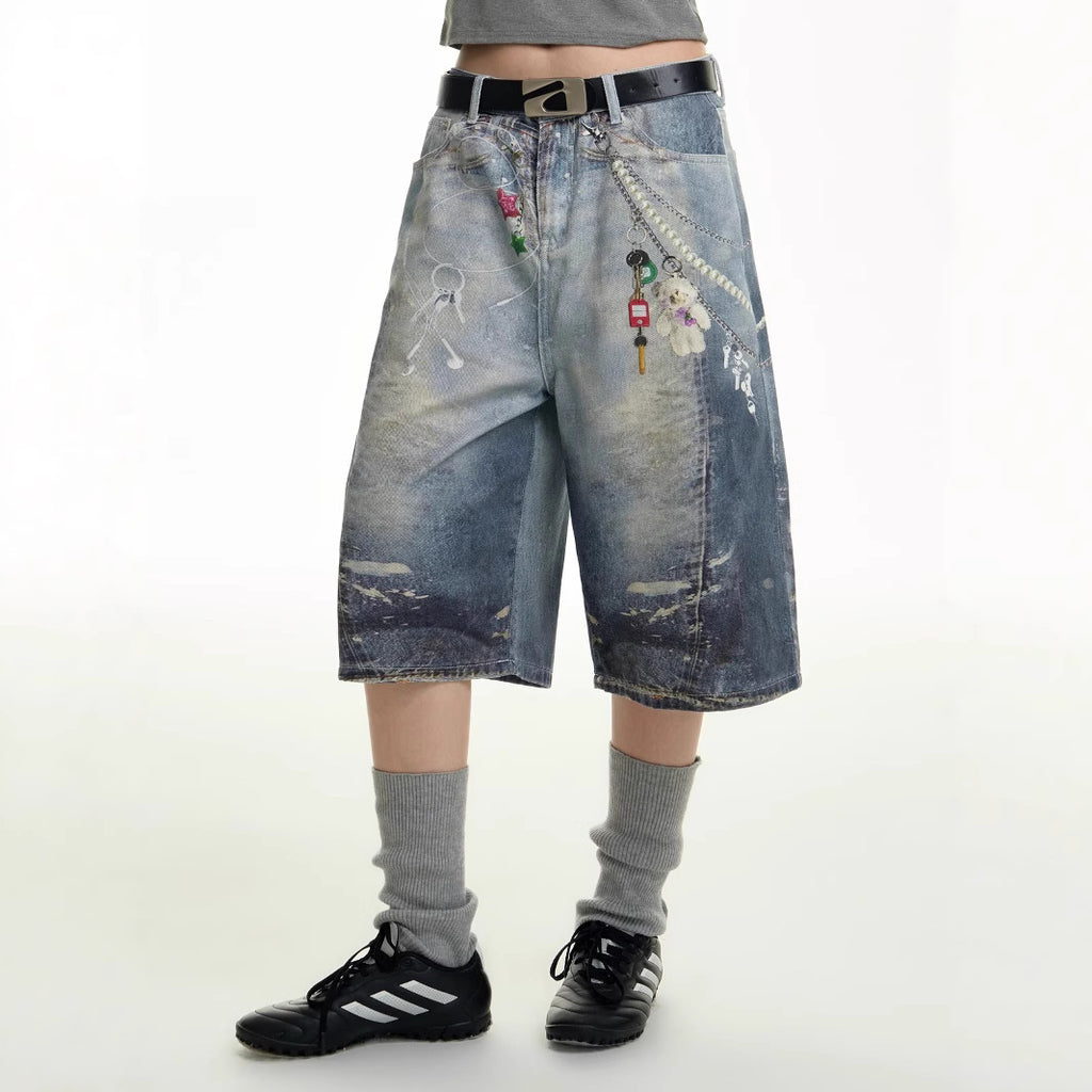Men's Summer New Straight American Style Loose Casual Capri Pants