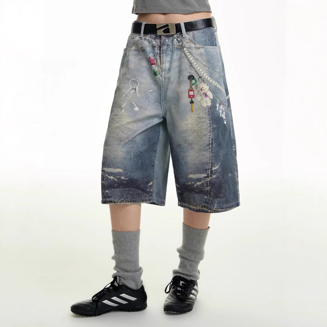 Men's Summer New Straight American Style Loose Casual Capri Pants