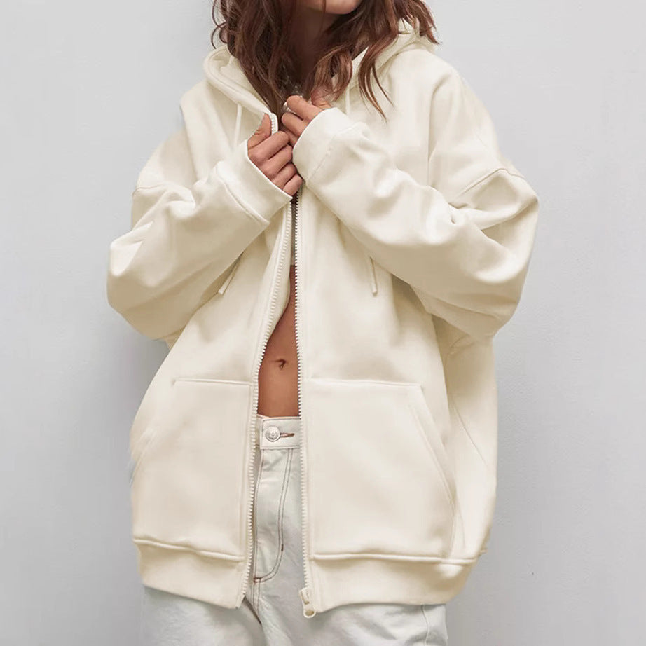 Plus Size Hooded Loose And Idle Fleece Padded Coat